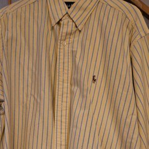 POLO RALPH LAUREN Men's Long Sleeve Classic Oxford Shirt (Yellow & Blue)